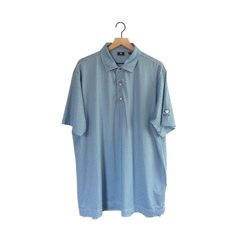 FootJoy Mens ProDry Golf Polo Shirt Blue Seashell Print Fox Logo‎ 2XL 29965